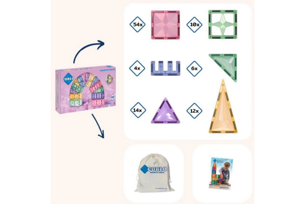 Coblo Magnetische Tegels Pastel 100-delig