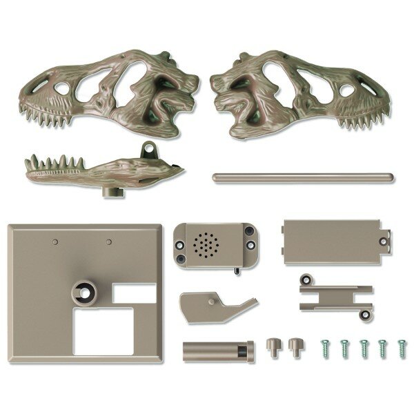 Detail van de brullende T-Rex schedel met geluidsmodule