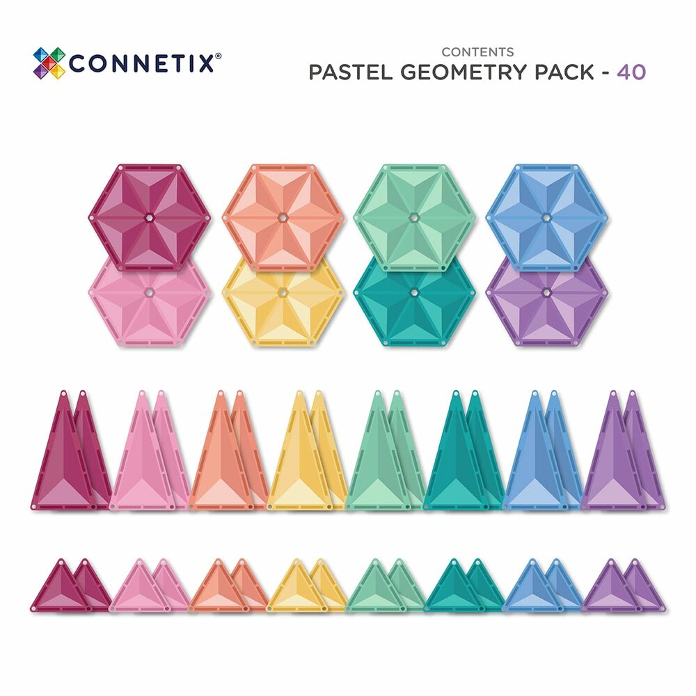 Verpakking Connetix Magnetische Pastel Geometry Pack 40-delig in pastelkleuren