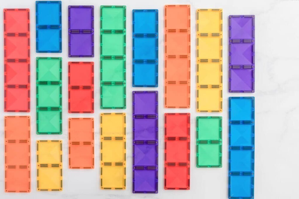 Detail van Connetix Rainbow Rectangle Pack magnetische tegels