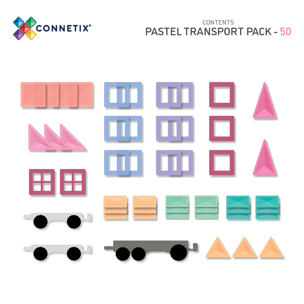 Detailfoto Connetix magnetische bouwtegels &ndash; pastelkleuren en wielen