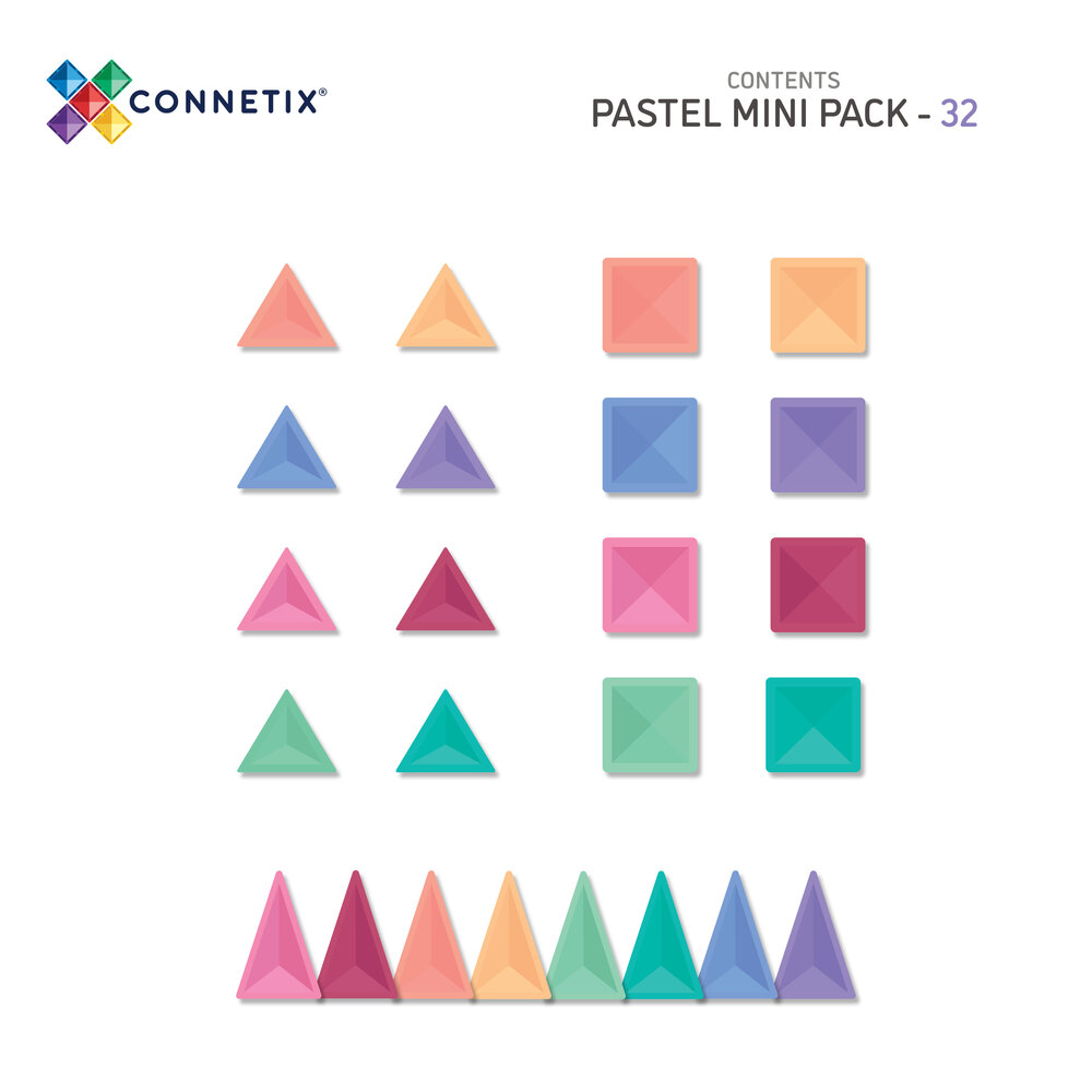 Inhoud Verpakking Connetix Magnetische Tegels Pastel Mini Pack 32-delig