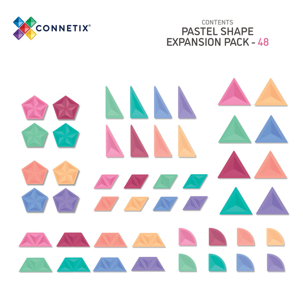 Connetix Magnetische Tegels Pastel Shape Expansion Pack 48-delig