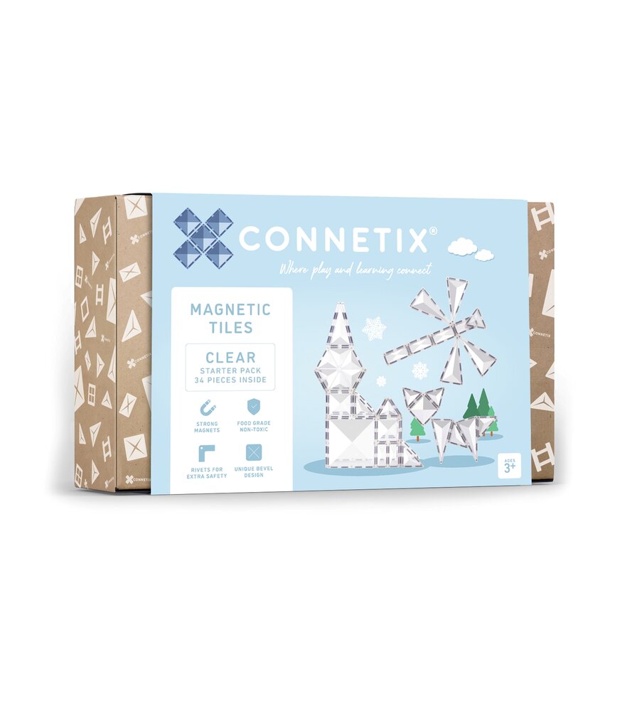 Verpakking Connetix Magnetische Tegels Clear Starter Pack 34-delig