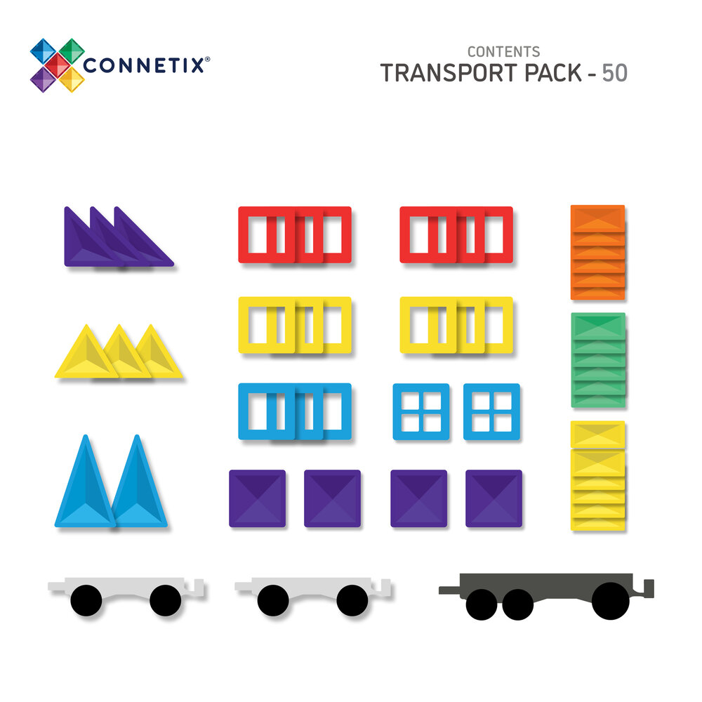 Connetix Rainbow Transport Pack detail van magnetische wagenbasis