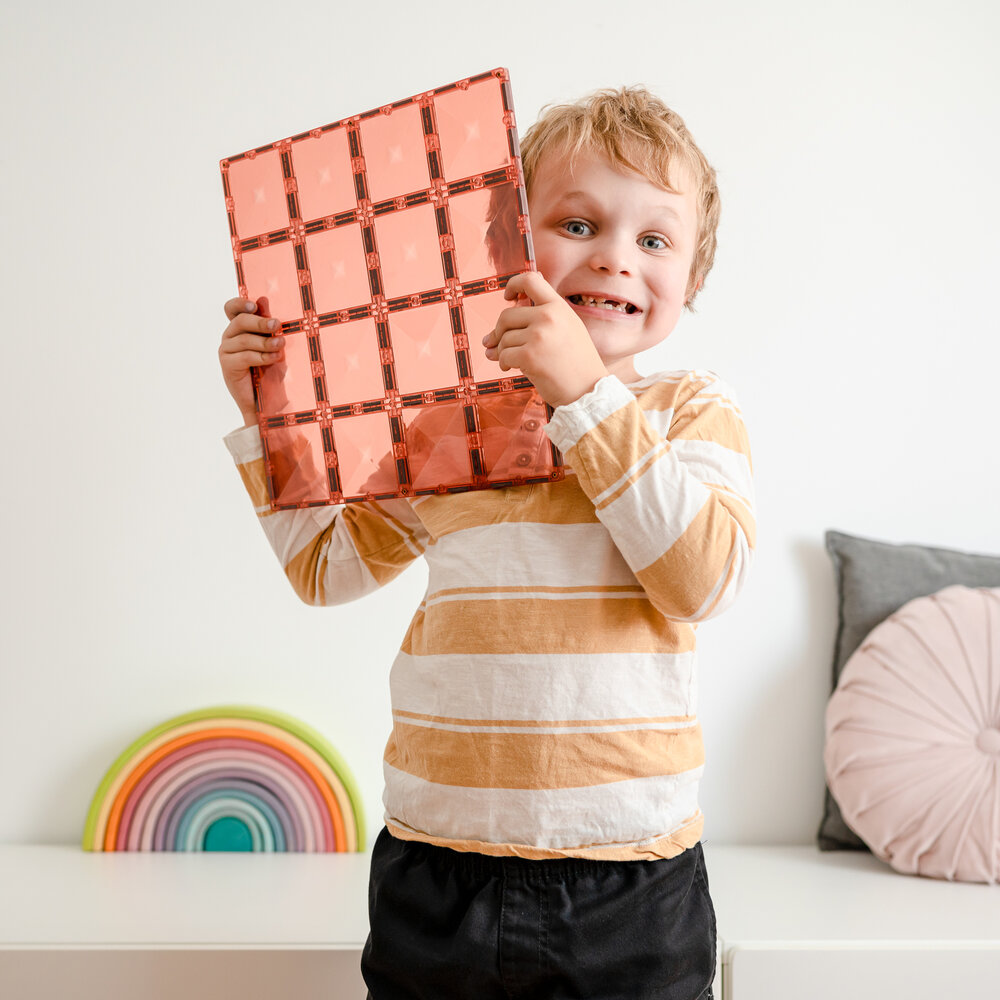 Connetix Magnetische Bouwtegels &ndash; Bodemplaten Lemon &amp; Peach in actie