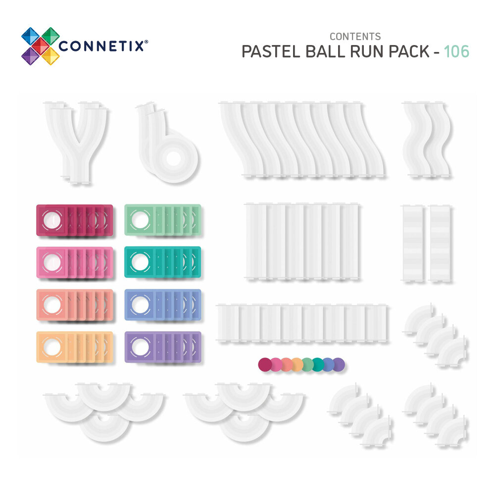 Educatief speelgoed Connetix Pastel Ball Run Pack 106-delig
