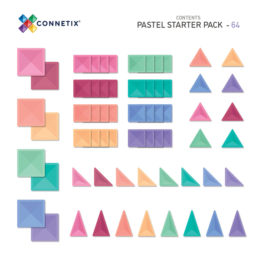 Educatief speelgoed Connetix Pastel Starter Pack 64-delig