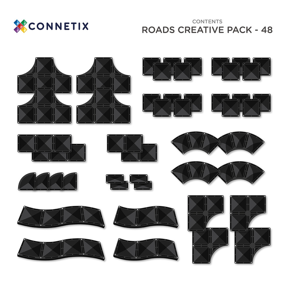 Connetix Creative Roads Pack 48-delig detailfoto wegdelen