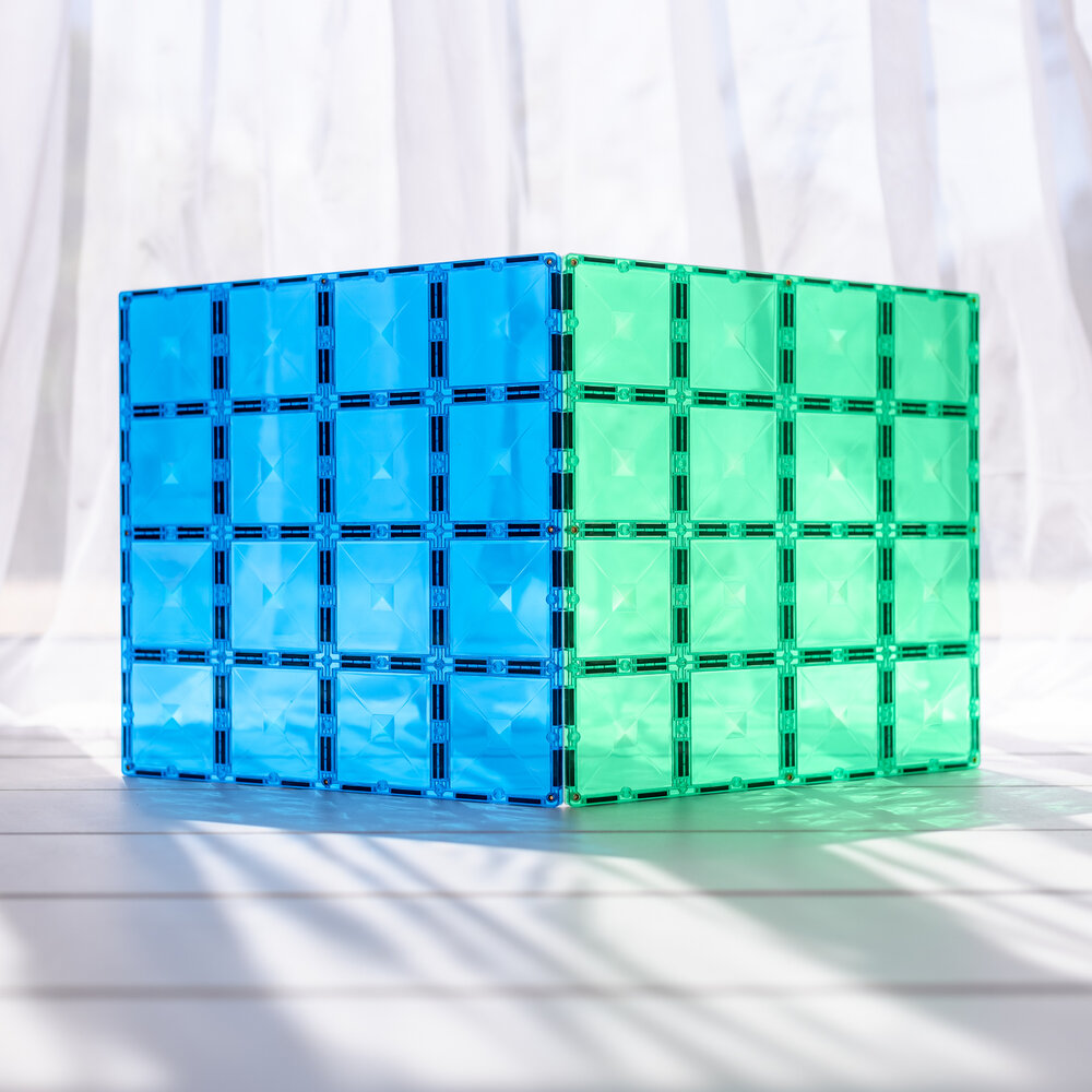 Connetix Magnetische Tegels &ndash; Bodemplaten Blauw &amp; Groen 2 stuks hoofdfoto
