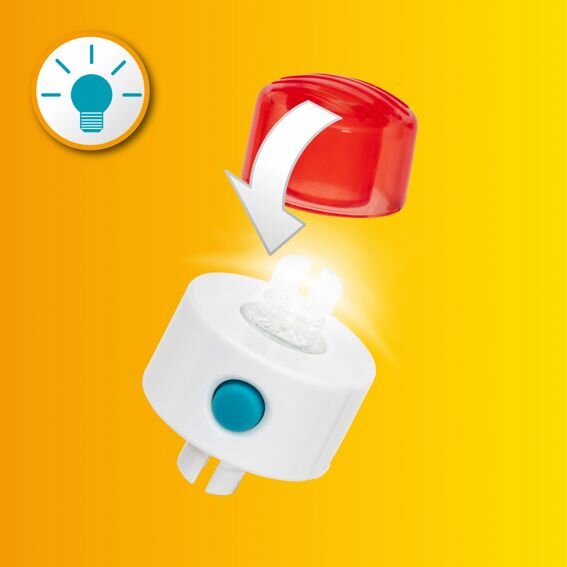 Brio lampje en batterijmodule close-up – veilig elektrisch speelgoed met echt licht