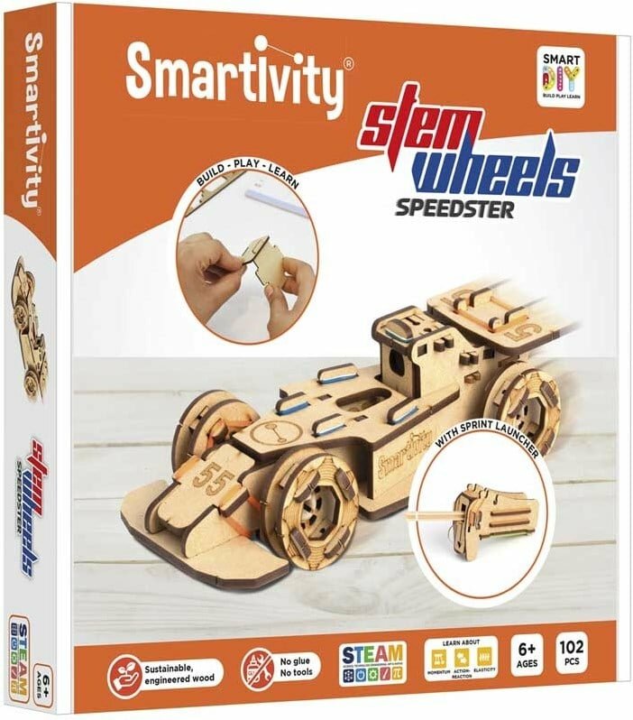 Smartivity Stem Wheels Speedster &ndash; houten raceauto die kinderen zelf bouwen