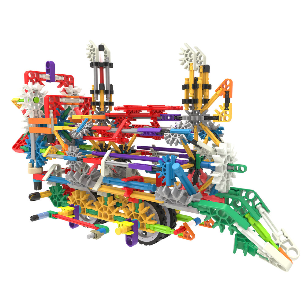 Detailfoto van onderdelen K&rsquo;Nex Auto&rsquo;s, Vliegtuigen en Treinen &ndash; 408-delig