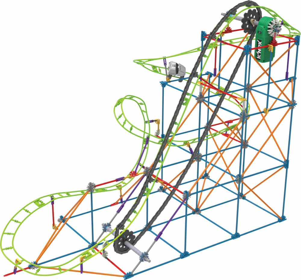 K&rsquo;Nex Typhoon Frenzy Roller Coaster &ndash; 649-delig hoofdfoto opgebouwd model.