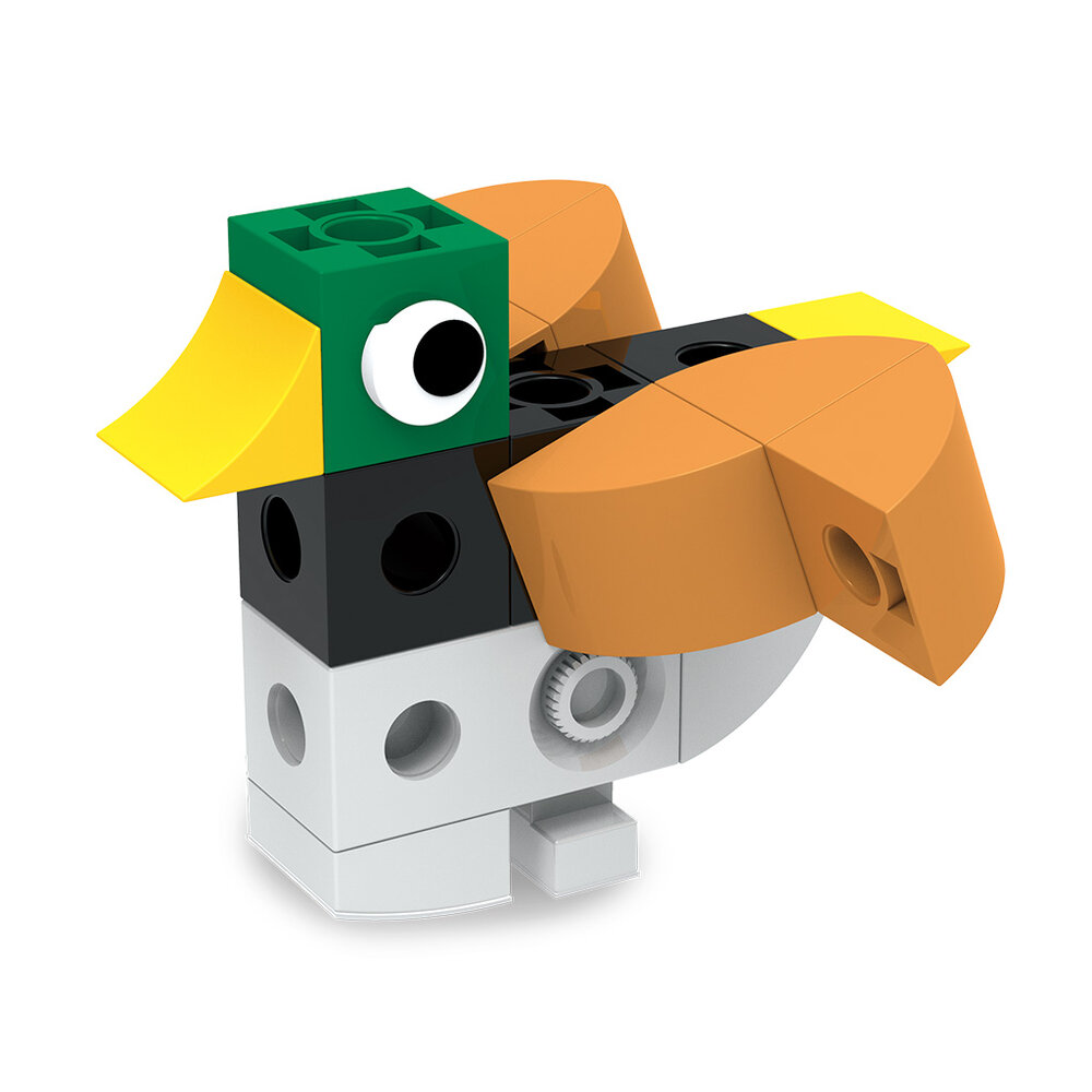 Wandelende Bouwdiertjes hoofdfoto met kleurrijke onderdelen en loopmodellen