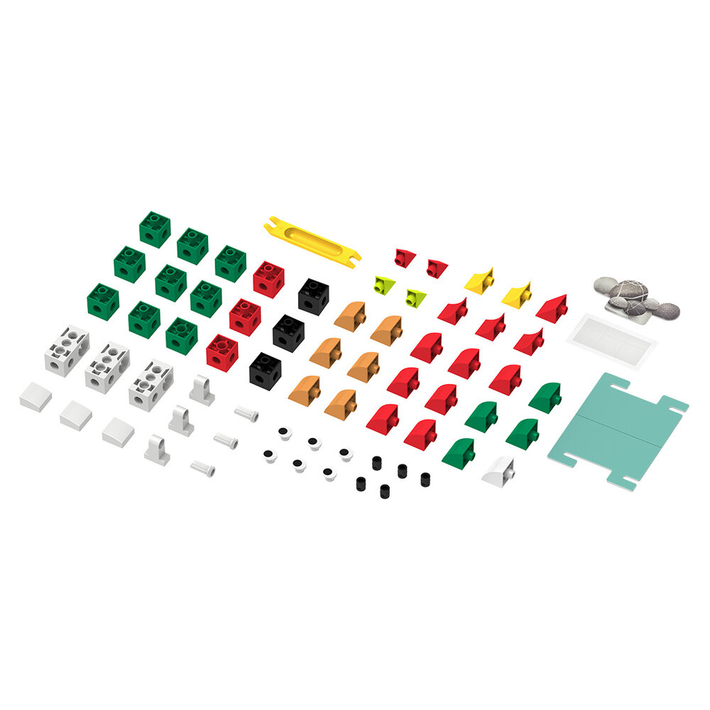 Onderdeeloverzicht van Wandelende Bouwdiertjes met drie bouwmodellen