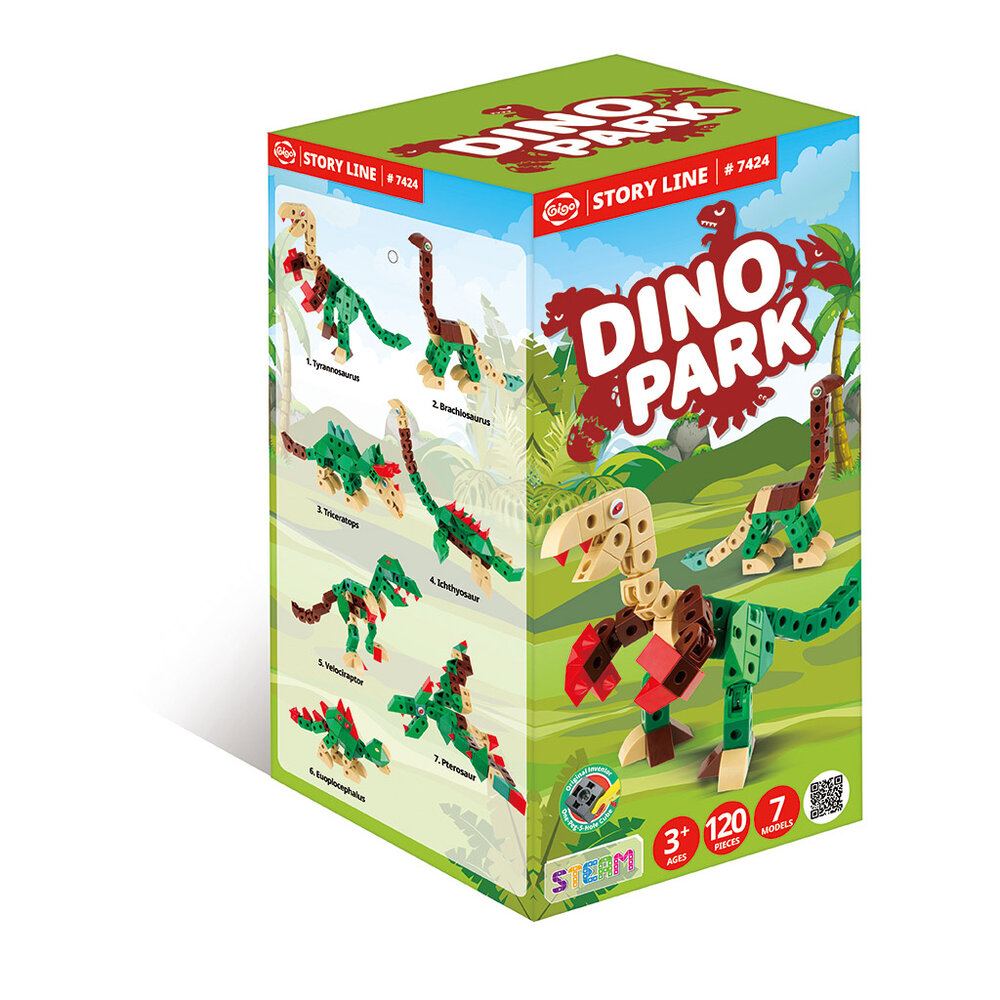 Gigo Toys Dino Park verpakking met dino-onderdelen en handleiding