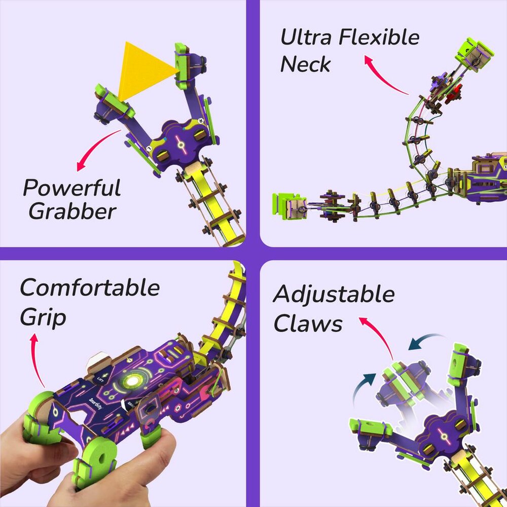 Smartivity Robot Arm stap voor stap bouwen van houten onderdelen
