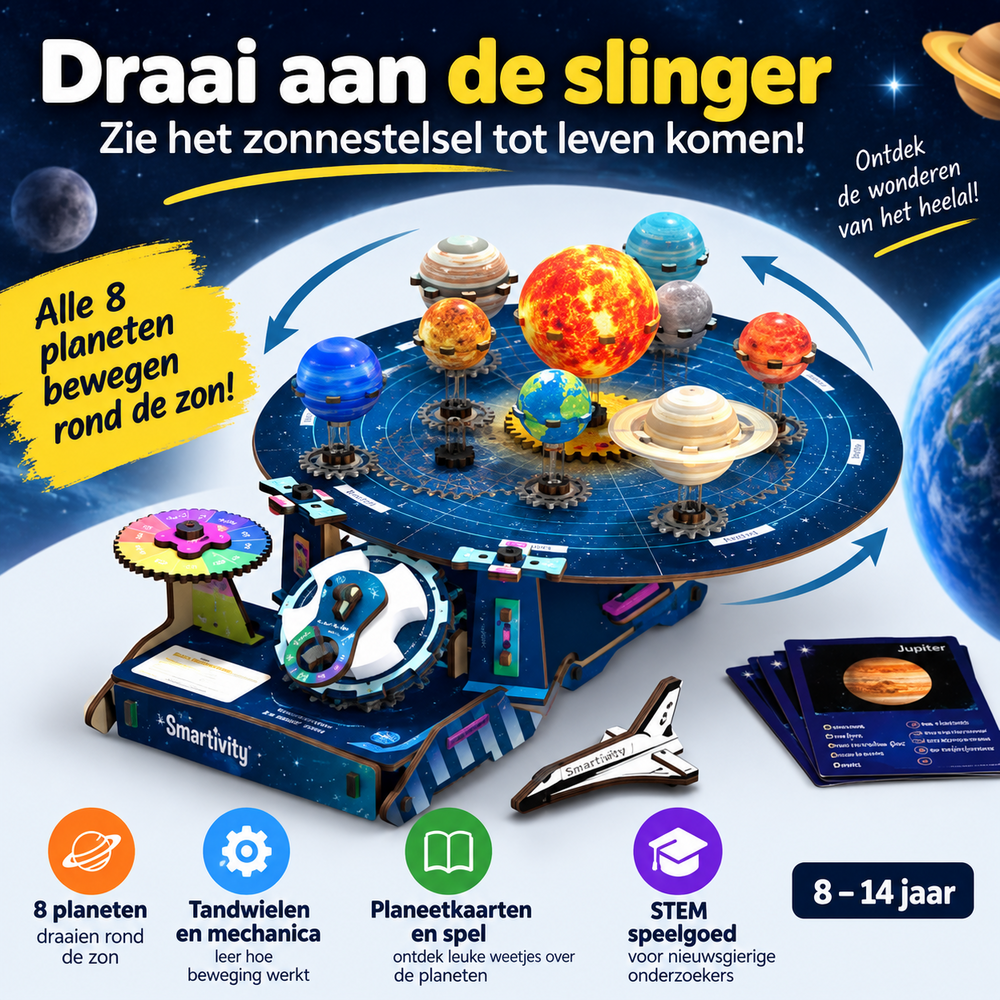 Smartivity bewegend zonnestelsel bouwset met 8 planeten en tandwielmechanisme
