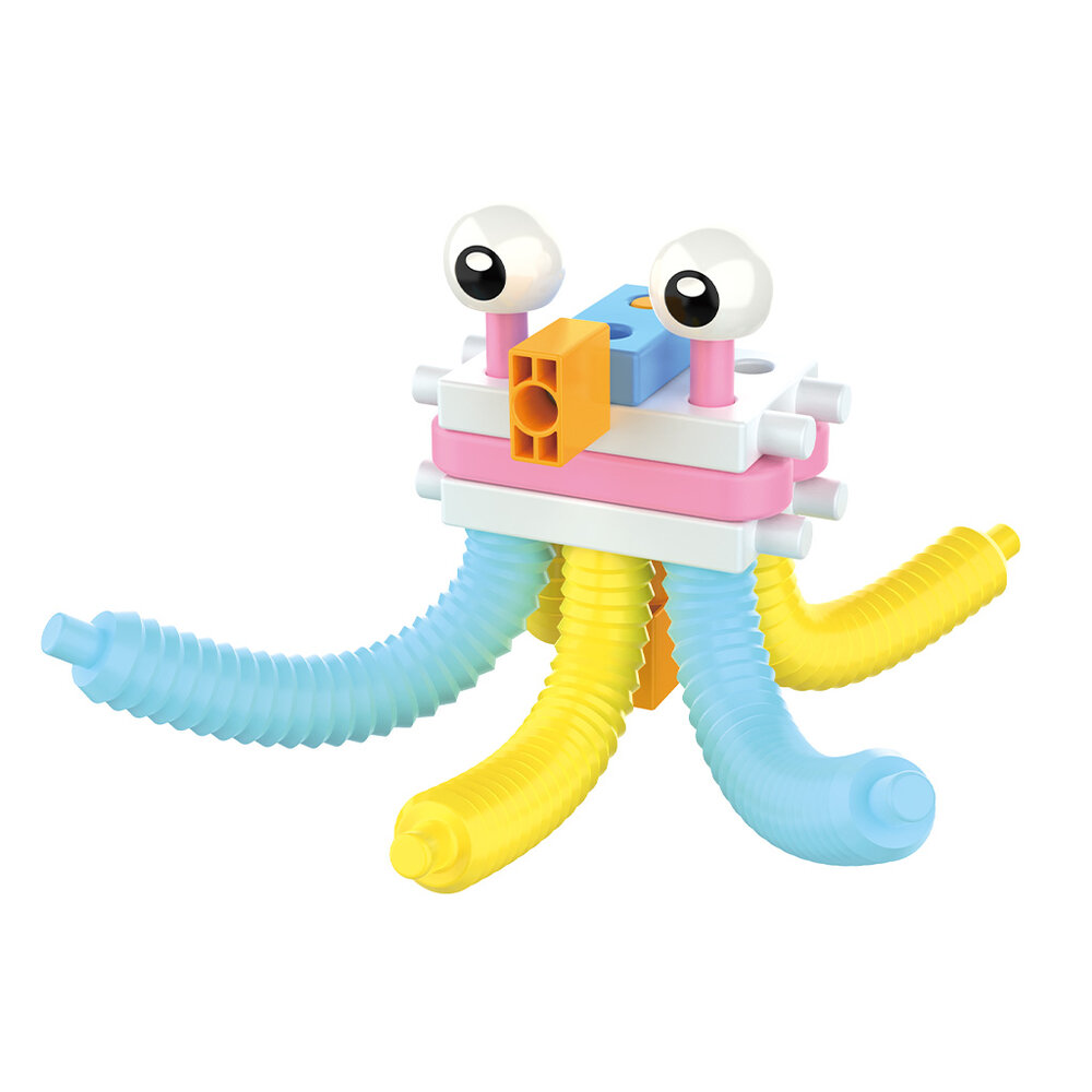 Kleurrijke octopus gemaakt met buigbare Flexi-Tube bouwonderdelen