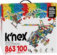 Verpakking van K&rsquo;Nex Classic Bouwset 100 Modellen &ndash; 863-delig met bouwvoorbeelden