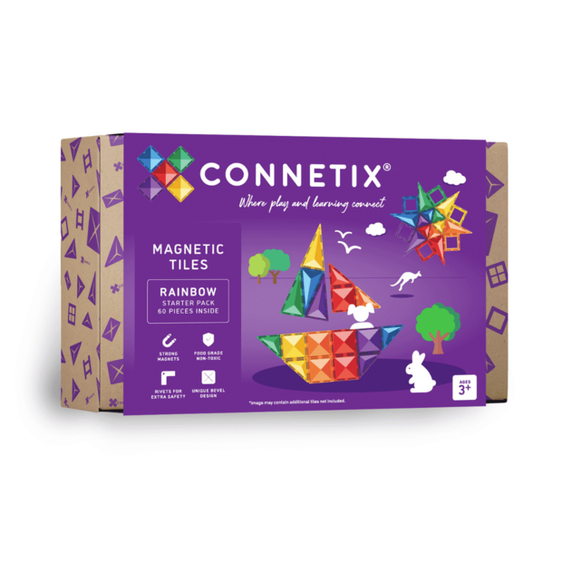 Connetix Magnetische Rainbow Starter Set 60-delig &ndash; hoofdfoto verpakking