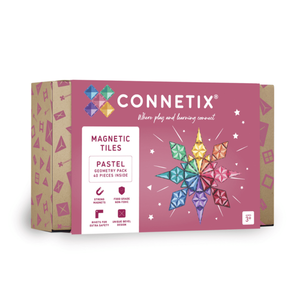 Connetix Magnetische Pastel Geometry Pack 40-delig &ndash; hoofdfoto verpakking