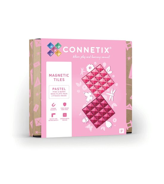 Verpakking Connetix Magnetische Tegels &ndash; Bodemplaten Pink &amp; Berry