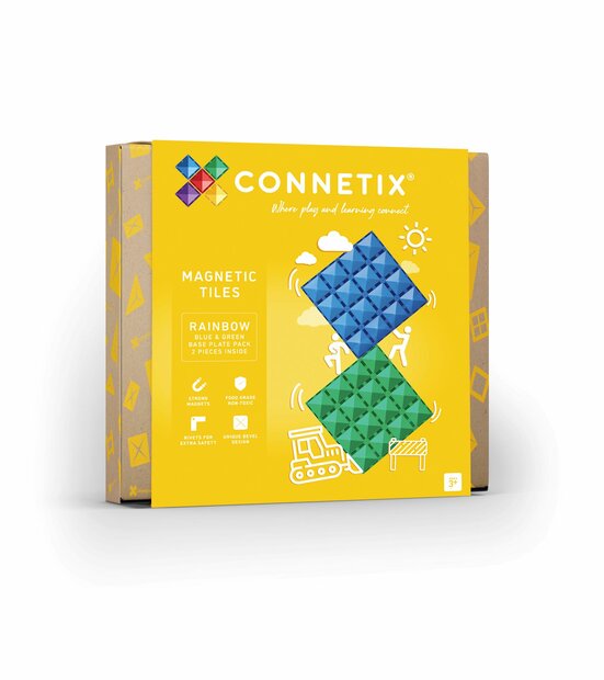 Verpakking Connetix Magnetische Tegels &ndash; Bodemplaten Blauw &amp; Groen