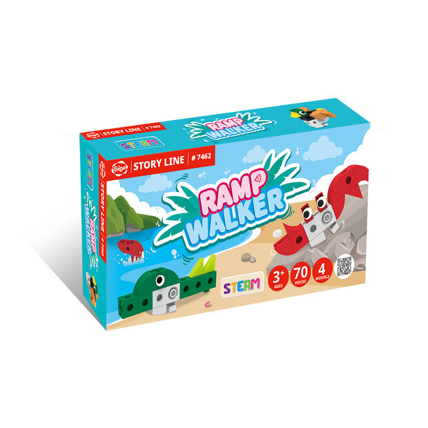 Wandelende Bouwdiertjes verpakking met modellen en instructies zichtbaar