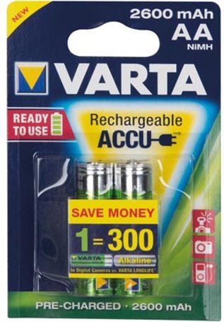 2 Varta oplaadbare batterijen - AA 2600 mAh